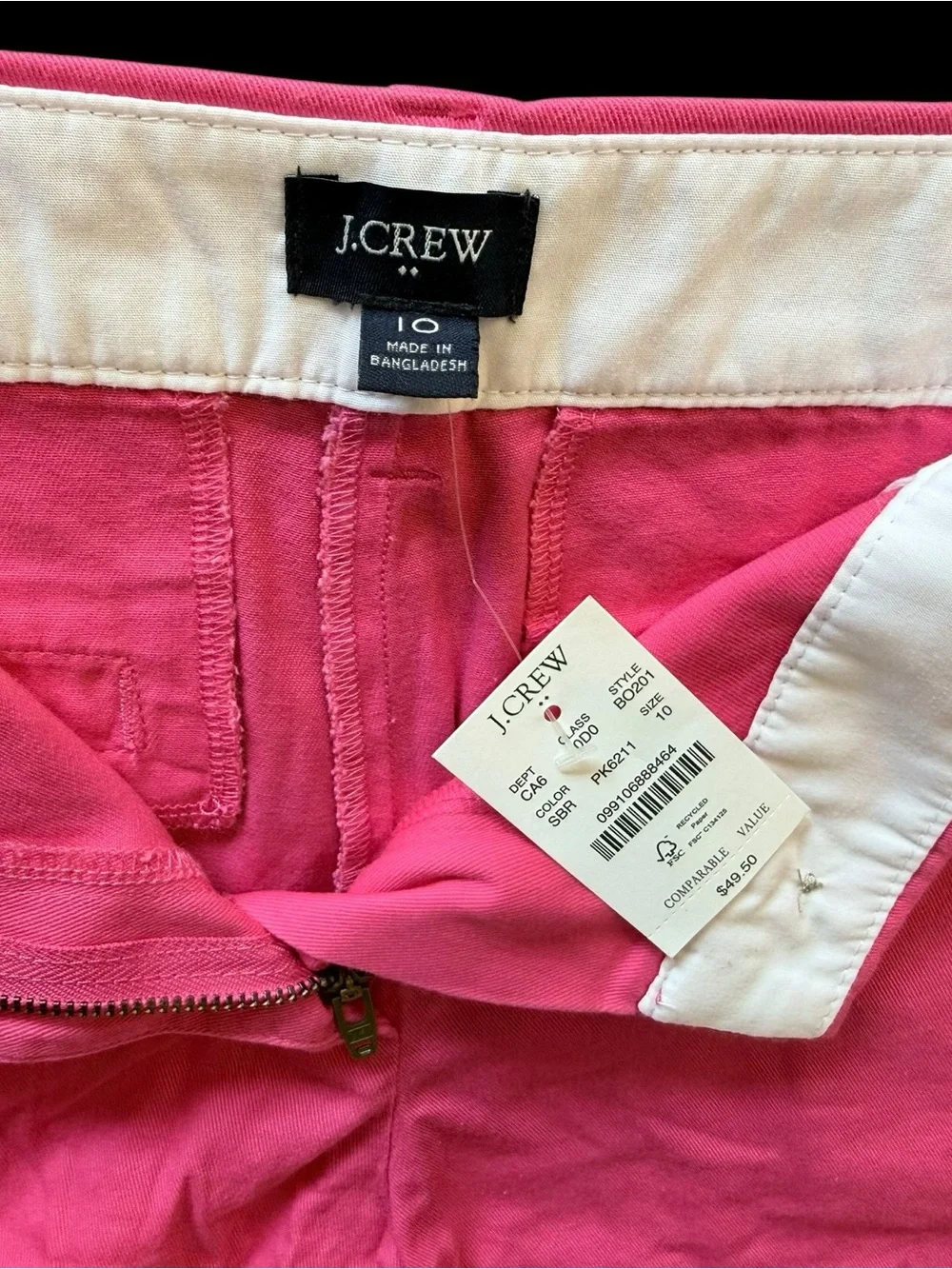 J.Crew Womens Size 10 7” Chino Shorts Neon Hot Pink NWT Cotton Preppy
